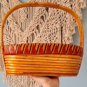 Large vintage bohemian woven basket